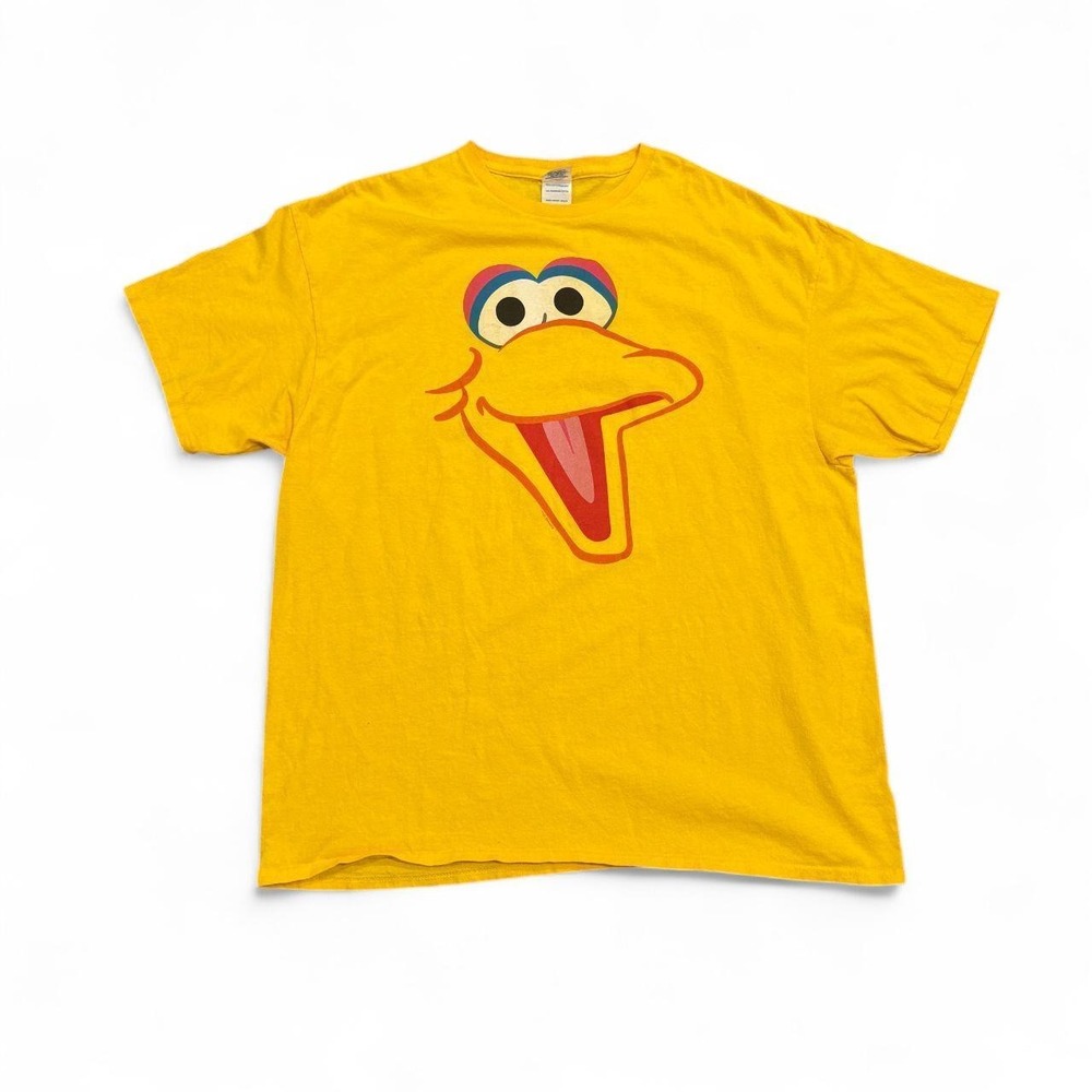 Delta Pro Weight Big Bird Face Graphic T Shirt Yellow Sesame Street Mens 2XL